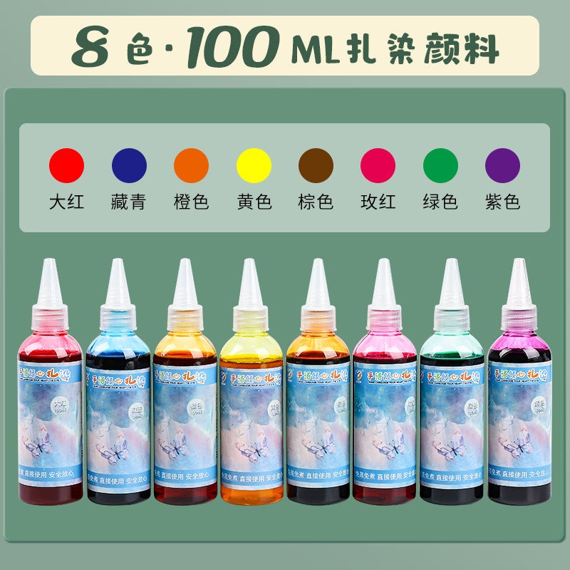 طقم أدوات مواد صبغ قماش بتقنية التاي داي DIY خاص بدون غليان لصبغ الملابس وشالات مربعة وحقائب قماش للأطفال الصغار - Image 1